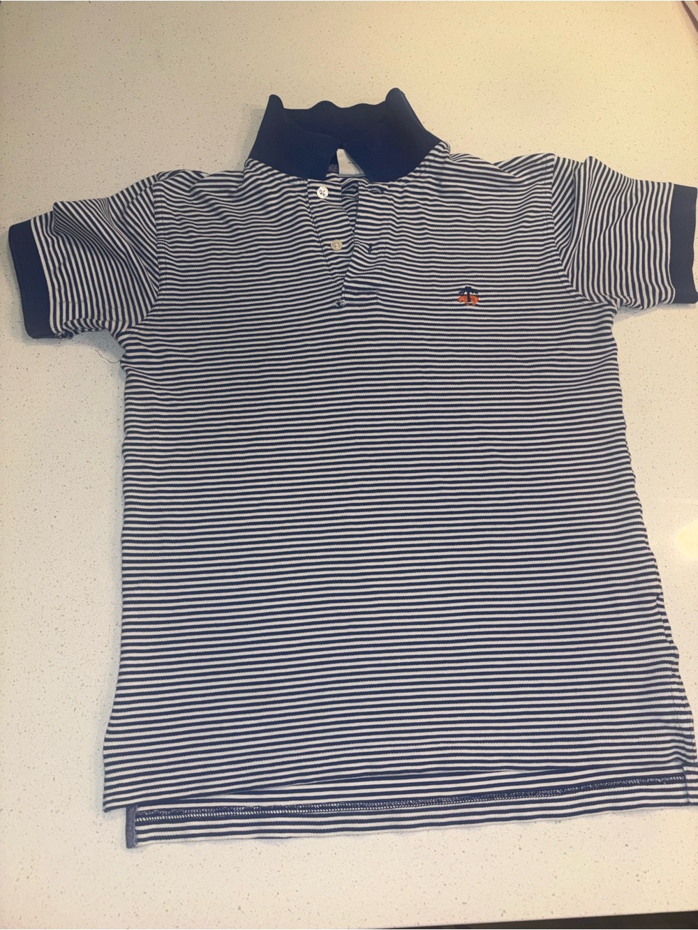 Brooks Brothers Navy and White Striped Polo Shirt